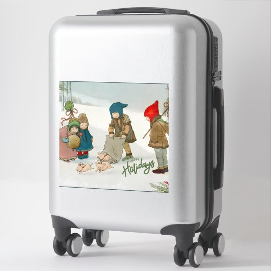 Oude kerstvakantie Sticker (Koffer)