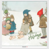 Oude kerstvakantie Sticker (Vel)