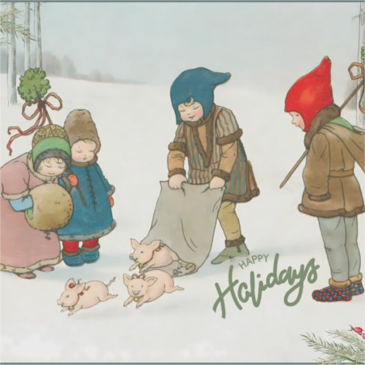 Oude kerstvakantie Sticker (Voorkant)