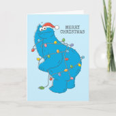 Oude kerstverlichting met Cookie Monster Kaart (Voorkant)