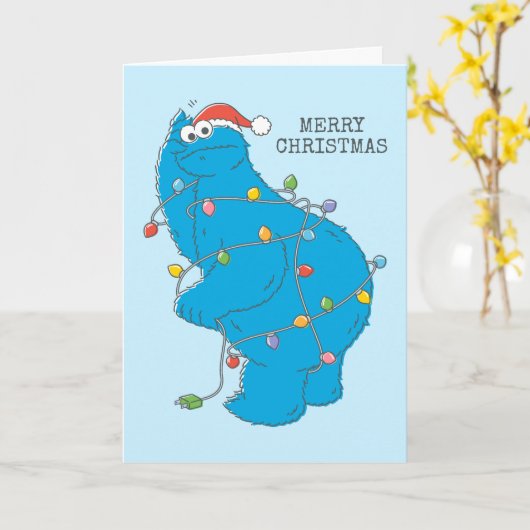 Oude kerstverlichting met Cookie Monster Kaart (Gele Bloem)