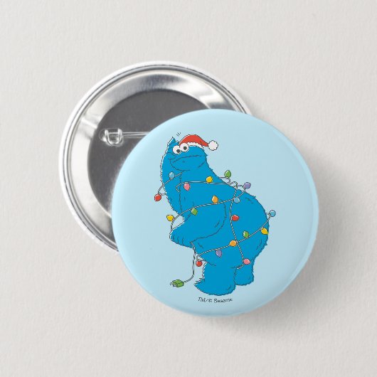Oude kerstverlichting met Cookie Monster Ronde Button 5,7 Cm (Voorkant /achterkant)
