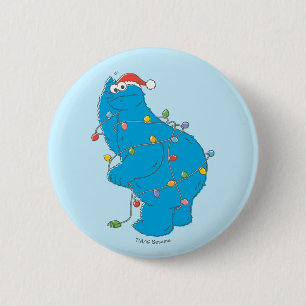 Oude kerstverlichting met Cookie Monster Ronde Button 5,7 Cm