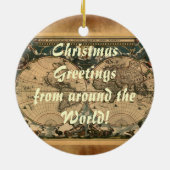 Oude kerstversiering van de Wereldkaart Keramisch Ornament (Achterkant)