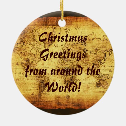 Oude kerstversiering van de Wereldkaart Keramisch Ornament (Achterkant)