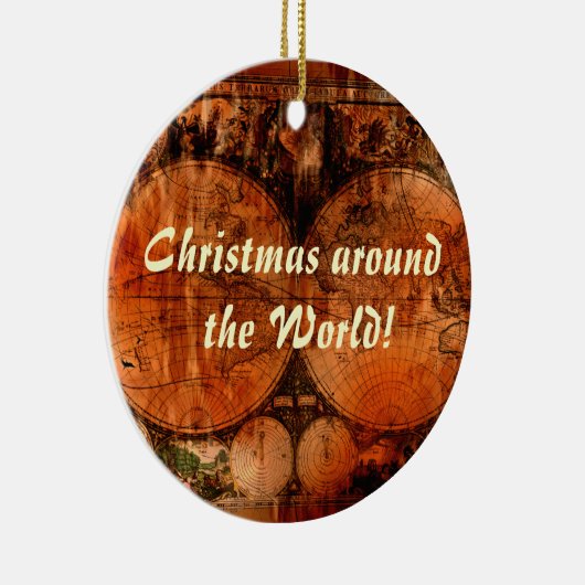 Oude kerstversiering van de Wereldkaart Keramisch Ornament (Rechts)