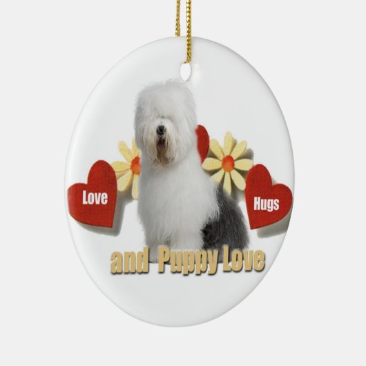 Oude kerstversiering van Sheepdog Keramisch Ornament (Rechts)