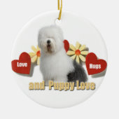 Oude kerstversiering van Sheepdog Keramisch Ornament (Voorkant)