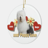 Oude kerstversiering van Sheepdog Keramisch Ornament (Links)