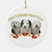 Oude kerstversiering van Sheepdog Keramisch Ornament (Achterkant)