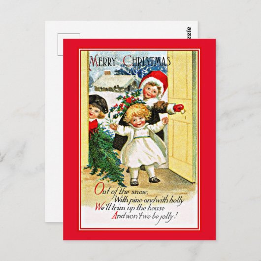 Oude kerstwensen, Drie kinderen, Briefkaart (Voorkant / Achterkant)