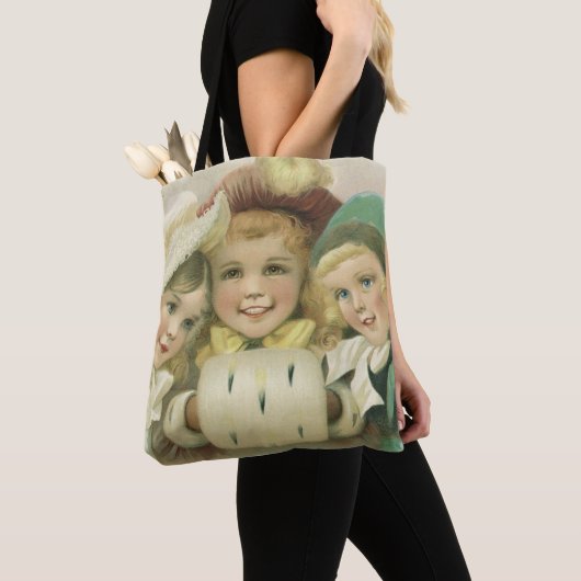 Oude Kerstzusters, Victoriaanse Kinderen Tote Bag (Dichtbij)