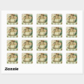 Oude Kerstzusters, Victoriaanse Kinderen Vierkante Sticker (Vel)