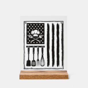 Oude Keuken Vlag Kookgerei T-shirt Ontwerp Acryl Bord