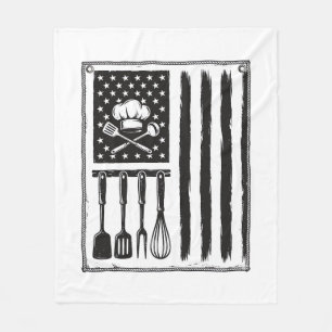 Oude Keuken Vlag Kookgerei T-shirt Ontwerp Fleece Deken
