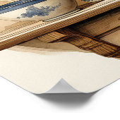 Oude keukenplank blauwe witte canisterkannen pot poster (Hoek)