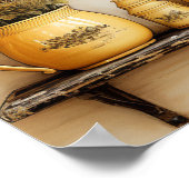 Oude keukenplank gele containers bloemen poster (Hoek)