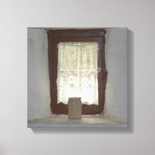 Oude keukenvenster canvas afdruk