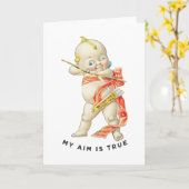 Oude Kewpie Cupid Mijn Richting Is Waar Valentijns Kaart (Gele Bloem)