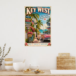 Oude Key West Florida Reis Tropische Poster