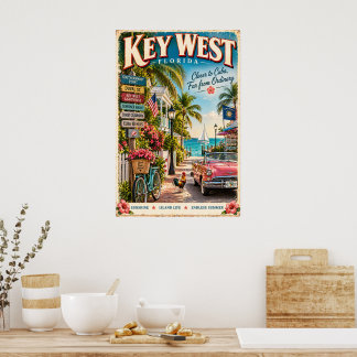 Oude Key West Florida Reis Tropische Poster