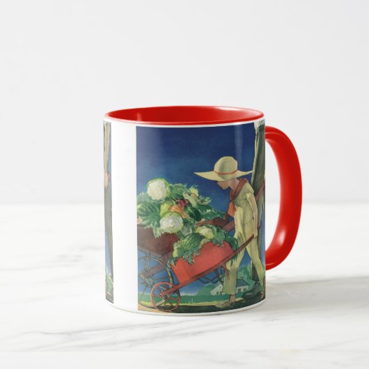 Oude kind, biologisch tuinieren; Victory Garden Mok (Voorkant rechts)