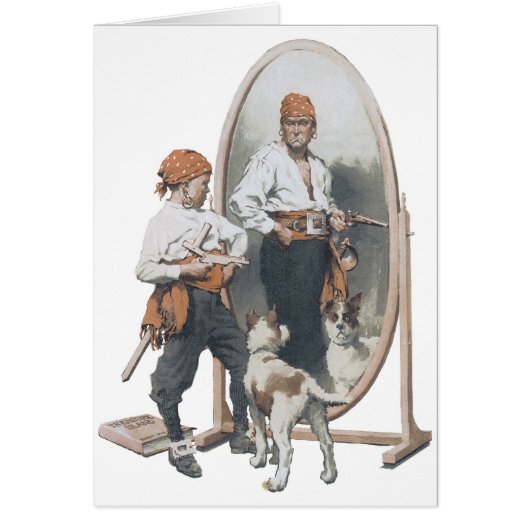 Oude kind, jongenspiraat, hond, spiegel, boekanier (Voorkant)