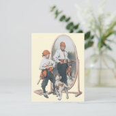 Oude kind, jongenspiraat, hond, spiegel, boekanier (Staand voorkant)
