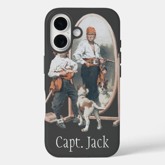 Oude kind, jongenspiraat, hond, spiegel, boekanier Case-Mate iPhone case (Achterkant)