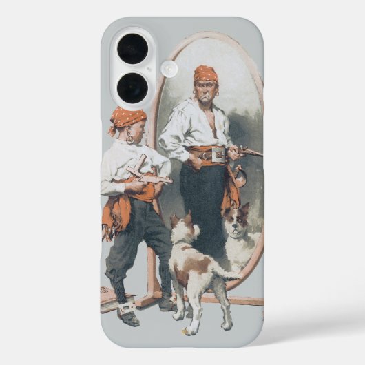 Oude kind, jongenspiraat, hond, spiegel, boekanier Case-Mate iPhone case (Achterkant)