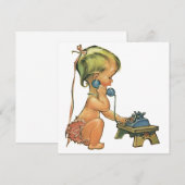 Oude Kinder Cute Meisje op Speelgoed Telefoon Uitn Kaart (Voorkant / Achterkant)