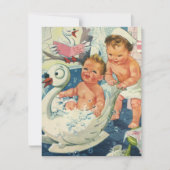 Oude Kinderen in Zwanenbad Bubbelbad Uitnodiging (Voorkant)