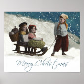 Oude Kinderen Sledenrijden Poster (Voorkant)