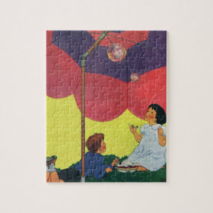 Oude kinderen spelen meisje en jongen die bellen b legpuzzel