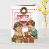 Oude Kinderkerstkaart Kaart (Gele Bloem)