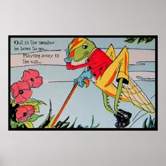 Oude kinderrijmpje afbeelding sprinkhaan poster (Voorkant)