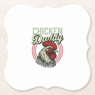 Oude Kip Daddy Haan Shirt Ontwerp_1 Kartonnen Onderzetters