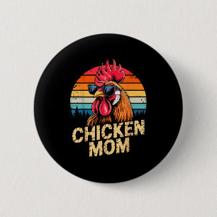 Oude kip moeder mama kip liefhebber moederdag ronde button 5,7 cm