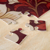 Oude Kip Rood en Crème Bloemmotief Legpuzzel (Zijkant)