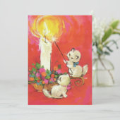 Oude Kittens die een kaars aansteken Feestdagenkaart (Staand voorkant)