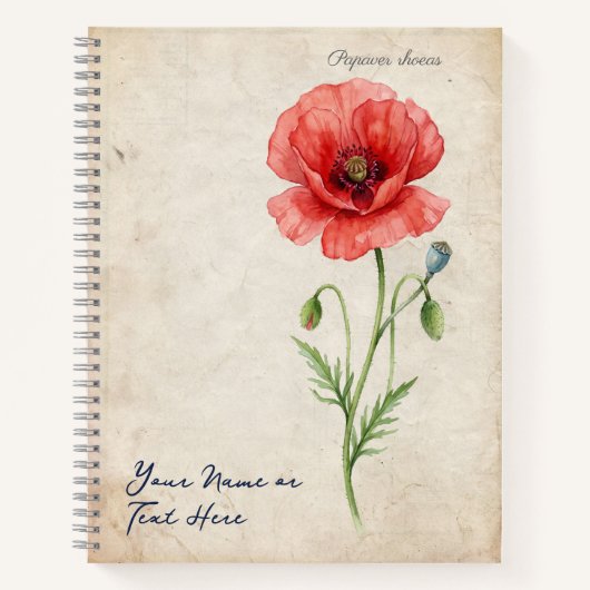 Oude Klaproos Papaver rhoeas Notitieboek (Voorkant)