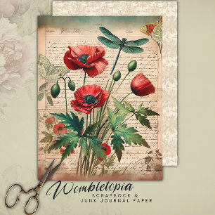 Oude Klaprozen & Libel Botanische Ephemera