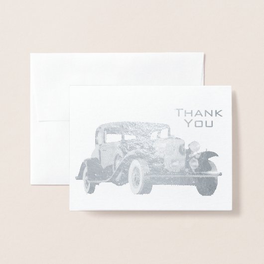 oude klassieke auto mannelijk bedankt folie kaarten (Voorkant met envelop)