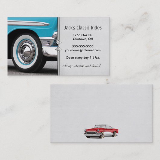 Oude klassieke auto visitekaartje (Voorkant / Achterkant)