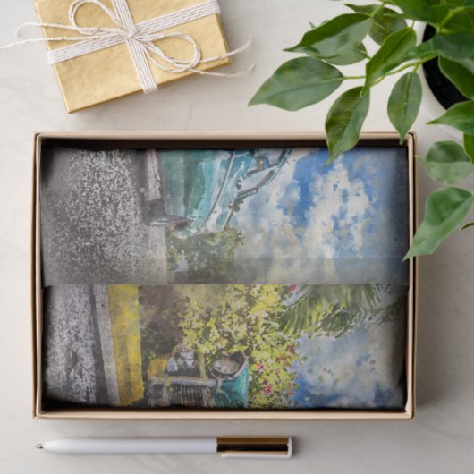 Oude klassieke autoontkoppeling tissuepapier (Geschenk)