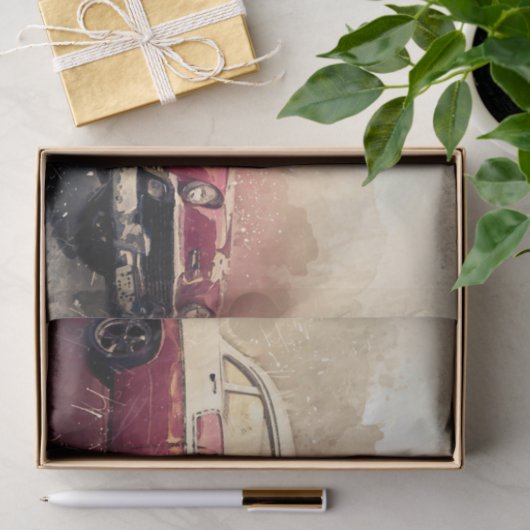 Oude klassieke autoontkoppeling tissuepapier (Geschenk)