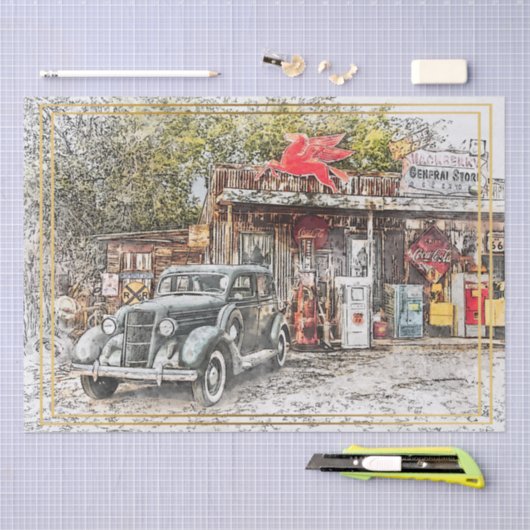 Oude  klassieke autoontkoppeling tissuepapier (Craft)