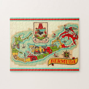 Oude klassieke Bermuda kaart 11x14 Legpuzzel