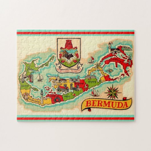 Oude klassieke Bermuda kaart 11x14 Legpuzzel (Horizontaal)