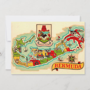 Oude Klassieke Bermuda Kaart 5x7 Grote Postkaart
